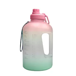 BPA Free Big Capacity 2,2 Liter Griff Kunststoff-Gymnastik krug mit Zeit markierung Große Wasser flasche Manillar de plastico con marcador