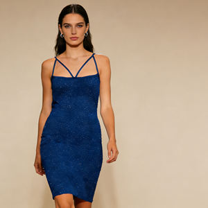 Gran oferta en Temu: Vestido mini ajustado azul brillante para mujer con tirantes cruzados para fiestas, cócteles y ocasiones nocturnas. - Product Image 6