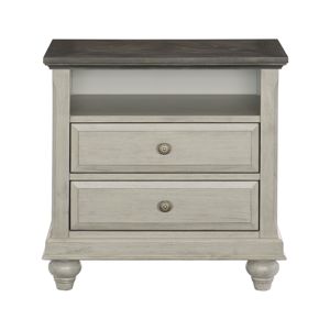 DB Classic Light Gray Nightstand with <b>2</b> <b>Drawers</b> Modern Farmhouse Design for Bedroom <b>Storage</b> for Apartments - Product Image 3