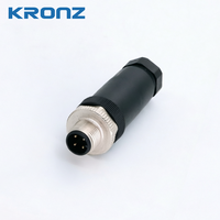 Connecteur circulaire mâle IP67 KRONZ M12 à 4 broches codées A - Prise plastique à fixation sur site avec borne à vis, droite ou à angle droit