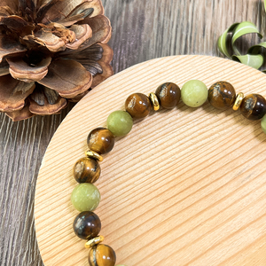 Người Đàn Ông Cổ Điển May Mắn Vòng Đeo Tay Tự Nhiên 8Mm Tiger Eye Đá & Nam Ngọc Bead Vòng Đeo Tay Cho Ngày Của Cha - Product Image 2