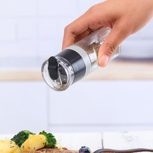 Pengocok bumbu kering kaca Manual multifungsi, Set penggiling garam dan merica dengan mekanisme keramik atas pengocok untuk dapur - Product Image 4