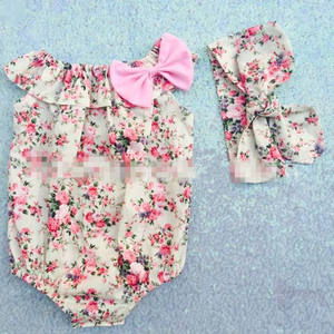 Ensembles de vêtements deux pièces pour bébés : Bandeaux colorés et barboteuses imprimées pour dropshipping - Product Image 4