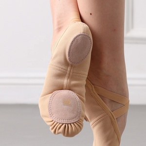 Chaussons de danse E2517 pour femmes et filles, en toile et cuir, à semelle fendue, extensibles, pour la performance professionnelle et l'entraînement - Product Image 2