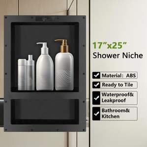 Nicho de Ducha Doble con Estantes para Artículos de Baño y Almacenamiento, Dimensiones 25" <span class=keywords><strong>x</strong></span> 17" <span class=keywords><strong>x</strong></span> 4", Listo para Instalar - Instalación Sencilla - Product Image 5