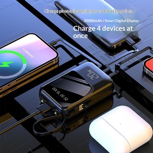 Nouvelle batterie externe portable haute capacité 20000 <span class=keywords><strong>mAh</strong></span> avec câble intégré, affichage numérique, plusieurs ports USB, impression de logo personnalisable - Product Image 4