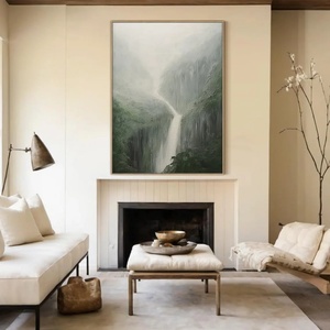 Peinture à l'huile murale abstraite réaliste de grandes montagnes vertes, texture 3D, décoration intérieure pour maison, vente en gros sur mesure - Product Image 4