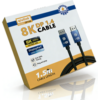 Câble DP 1.4 32,4 Gbps 8K 60Hz UHD plaqué or mâle-mâle pour moniteur, téléviseur, PC, ordinateur portable, projecteur, jeux