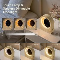 Réveil avec Lampe Lune à Intensité Réglable, Double Alarme, Lumière de Réveil, 10 Sons Naturels, Aide au Sommeil, Affichage OLED Nocturne pour Utilisation TV