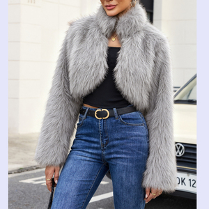 New 2026 Cropped <strong>Faux</strong> <strong>Fur</strong> Coat for Women Evening Open Front Long Sleeve Fuzzy <strong>Bolero</strong> Crop Jacket Winter Outwear - Product Image 5