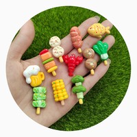 Kawaii 시뮬레이션 바베큐 수지 꼬치 랍스터 맥주 야채 플랫백 카보 숑 미니 음식 공예 인형 집 주방 용품