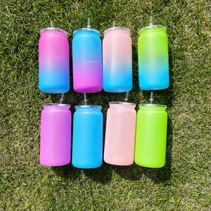New Arrival 16Oz Frosted Ombre Matte Bpa Free Colorful Gradient Soda Beer Acrylic <b>Plastic</b> Can <b>Cup</b> for Kids Children - Product Image 2