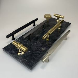 Poignée de tirage moletée en aluminium AJ HANDLE-T BAR pour porte d'armoire de cuisine, finition laiton brossé, chrome, ou bronze canon - Product Image 3