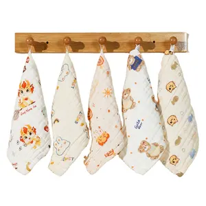 Newborn muslin wash cloths for baby 6 layer 100% cotton kids towels baby wash towels and bibs