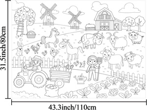 Poster Gigante da Colorare con Animali, Carta da Disegno Personalizzabile, Rotolo per Disegnare e Colorare, Banner Artistico, Copritavolo, Decorazione Murale - Product Image 6