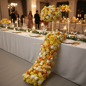 Décoration florale de mariage personnalisée, chemin de table, centre de table, rose artificielle en soie, hortensia, installation florale 3D pour événement, fête - Product Image 1