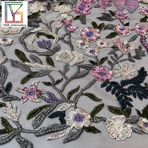 Luxury French <strong>Pink</strong> <strong>3d</strong> Heavy Beaded <strong>Lace</strong> Sequins African Bridal Evening <strong>Net</strong> <strong>Lace</strong> Bridal Tulle Embroidery <strong>Lace</strong> Fabric - Product Image 3