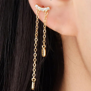 CANNER Nuevos Pendientes de Plata de Ley 925 para Hombre, con Forma de Ala Geométrica, Cadena Larga Doble con Borlas, Bañados en Rodio y Oro de 18K - Product Image 6