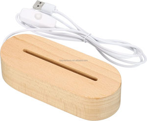 Factory Direct <strong>Custom</strong> Wood <strong>Base</strong> LED Night Light 3D Illusion Acrylic <strong>Lamp</strong> with round Oval <strong>Base</strong> for Home Use - Product Image 4