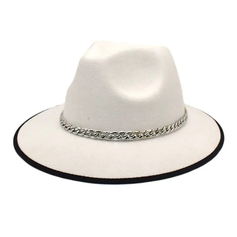 Moda Poliéster Algodão Material Dois Tons Cores Fedora Chapéus Para Homens Mulher Unisex Custom Logo Classic Fadora Hat
