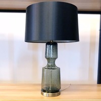 Personnalisation en ligne Lampe de chevet en verre éclairage de table avec abat-jour en tissu Ampoule LED E27 Lampes de table royales