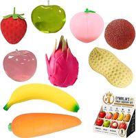 Mainan Kompresi Promosi 8 Buah Set Mainan Squishy Makanan Buah Roti Mentega Apel Sensorik Fidget Pereda Stres Kotak Hadiah