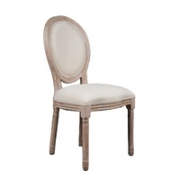 Chaise de salle à manger Louis XVI de style français, dossier en lin blanc, dossier en rotin tissé moderne, mobilier de maison en bois
