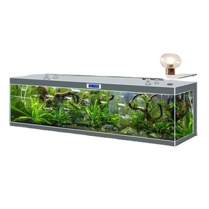 Meuble TV sur pied personnalisé en verre trempé ultra-blanc avec <span class=keywords><strong>aquarium</strong></span> à système <span class=keywords><strong>de</strong></span> circulation automatique, pas besoin <span class=keywords><strong>de</strong></span> changer d'<span class=keywords><strong>eau</strong></span> - Product Image 1