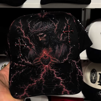 Casquette de baseball à 5 panneaux personnalisée avec broderie Jésus-Christ, imprimé Dobby, doublure en satin, vente en gros
