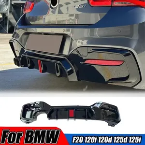 StarNav Rear Bumper Lip Plate For F20 120i 120d 125d 125i M Sport 2015-2019 Lci Style Rear <b>Diffuser</b> With Red <b>LED</b> Lamp Body Kits - Product Image 2