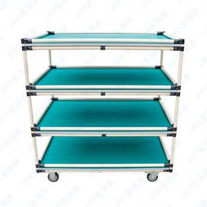 פלסטיק תעשייתי מצופה חומר רזה טיפול עגלות ערמה מדפים - Product Image 2