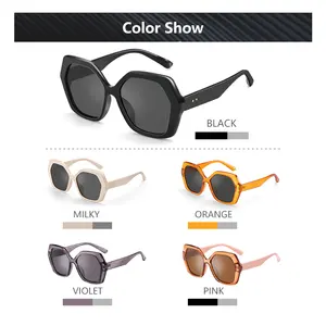 2024 Großhandel UV 400 polarisierte Custom Logo Brillen Frauen Big Overs ize Mode Kunststoff Polygon Sonnenbrillen Rahmen Sonnenbrillen