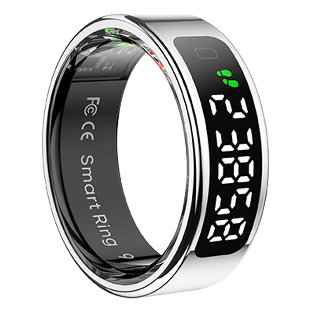 R11 QRing App Control Smart Ring Ultra-Thin with Display 5ATM Waterproof Health Monitoring Sleep Tracker for Men/Women