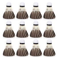 Lot de 12 volants de badminton noirs durables en plumes de canard, pour intérieur et extérieur