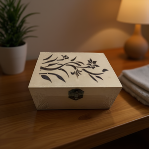 Wooden Box Three Piece Set Decorative Storage Box With Floral Design For Home Use - Product Image 2
