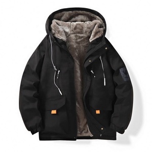 Chaqueta de Invierno para <span class=keywords><strong>Hombre</strong></span>, Forrada de Forro Polar, Gruesa, de Marca, con <span class=keywords><strong>Capucha</strong></span>, Holgada y Cálida - Product Image 1
