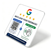 Autocollant adhésif NFC Google Review en acrylique avec code QR pour demander des commentaires clients – Idéal pour restaurants, commerces de détail, hôtels et entreprises
