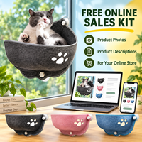 Hamac pour chat en feutre polyester personnalisé avec ventouses et découpe en forme de patte, lit suspendu pour chat, perchoir d'intérieur pour fenêtre – Vente en gros