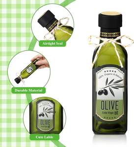 Bottiglia di Vetro <span class=keywords><strong>Verde</strong></span> Quadrata di Alta Qualità per Olio d'Oliva 100 ml, Confezione Personalizzabile, Bottiglia Vuota con Tappo - Product Image 2