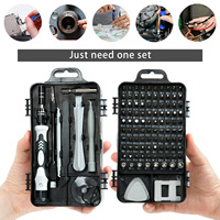 Boîte à outils de tournevis 115 en 1 avec acier au chrome-vanadium, étui rigide en PP+TPR pour la réparation de téléphones mobiles et d'ordinateurs, outils à main OEM