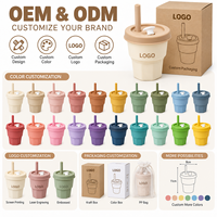 Gobelet en silicone personnalisé OEM avec couvercle à paille et plusieurs couleurs pour la vente en gros