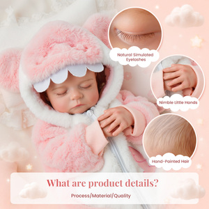 Poupée Reborn Bébé Fille Nouveau-né Noah de 20 Pouces Babeside, Tête en Vinyle, Corps en Tissu, Tenue Requin Rose, Fabricant de Poupées Reborn - Product Image 4