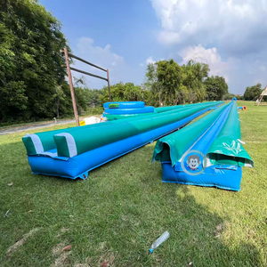 สไลเดอร์น้ำสีเขียวยาวพิเศษ 160 เมตร เกมสไลเดอร์น้ำเป่าลมแบบเลนเดียว สำหรับงานอีเว้นท์ฤดูร้อน - Product Image 1