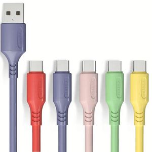 สายเคเบิล USB Type C ซิลิโคนเหลว 3A สายไมโครยูเอสบี ชาร์จเร็ว สายดาต้ามือถือ - Product Image 1