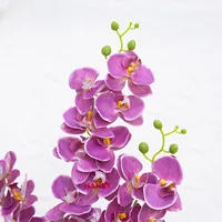 Tanaman Anggrek Phalaenopsis Buatan Warna Ungu dalam Pot, Bunga Kupu-kupu Plastik Realistis untuk Dekorasi Rumah