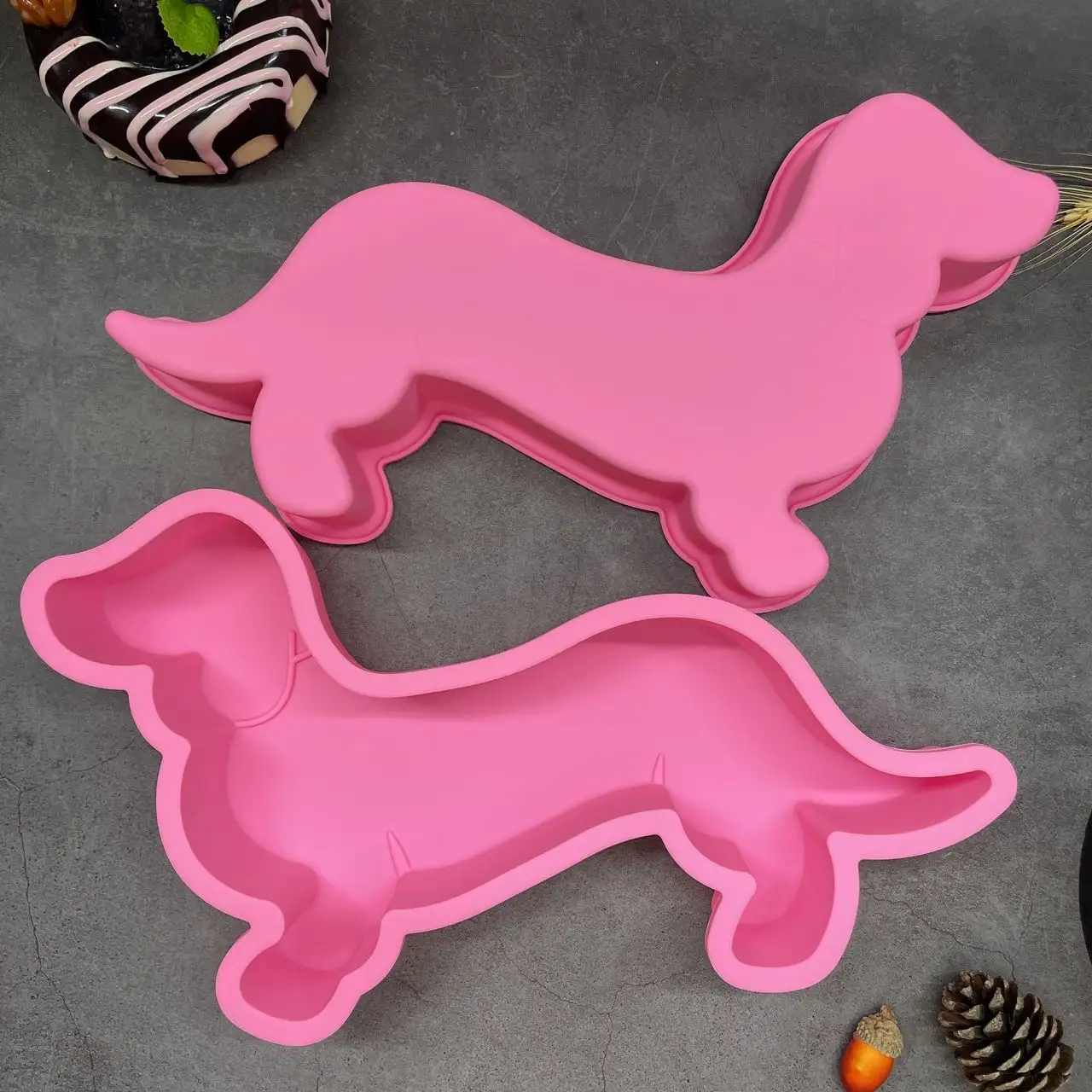 DIY 3D New Design single cavity silicone dog shaped mold dachshund silicone mold cake decoration baking pan