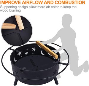 Mặt Trăng & Sao Cutout Xách Tay Cháy Giỏ Gỗ Than Bếp Ngoài Trời Sưởi Ấm Vườn BBQ Nướng Patio Lửa Pit Cắm Trại - Product Image 4