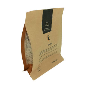 Emballage alimentaire à fond plat OEM, pochette debout de haute qualité, sac en papier Kraft biodégradable 100% recyclé - Product Image 3