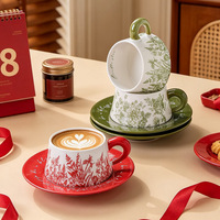 Ensemble tasse et soucoupe en céramique haute couture, idéal pour Instagram, pour couples et service de thé floral pour dames, ensemble de mugs en porcelaine