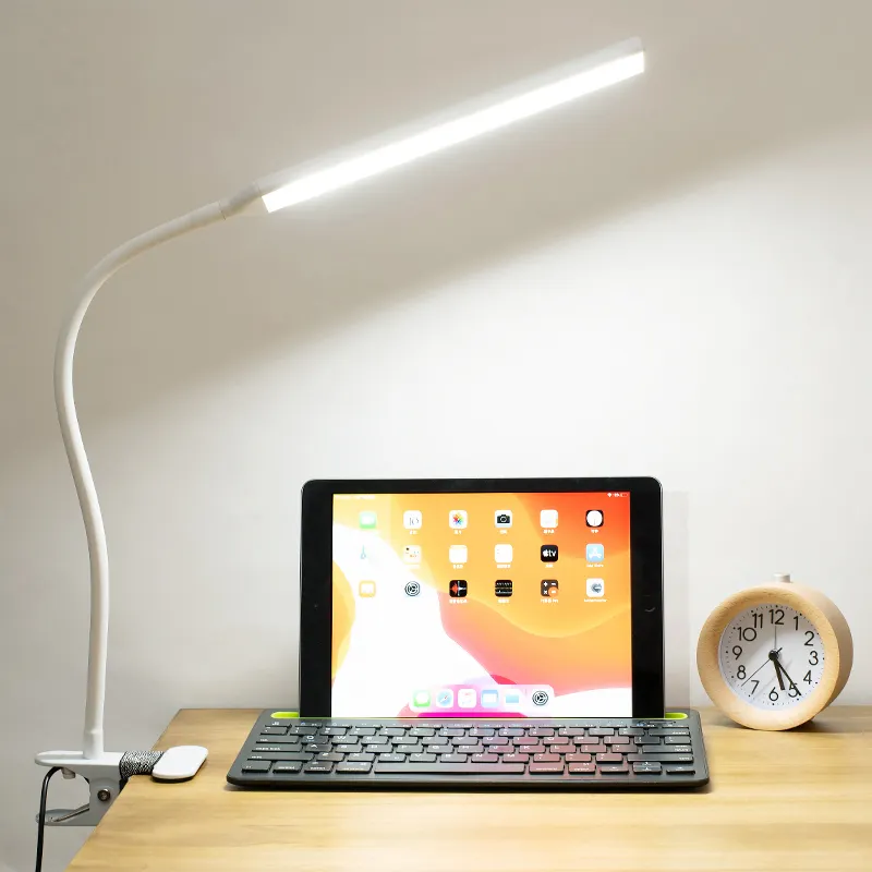 LED Folding Clamp Desk Lamp Clip On Light For Bed Reading Working And Computers Eye Protection Rechargeable Table Lamp